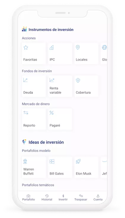 Instrumentos de inversión en Actinver Trade