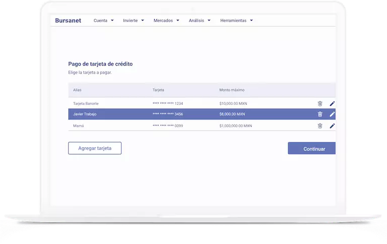 Paga tu tarjeta de crédito en Actinver Trade