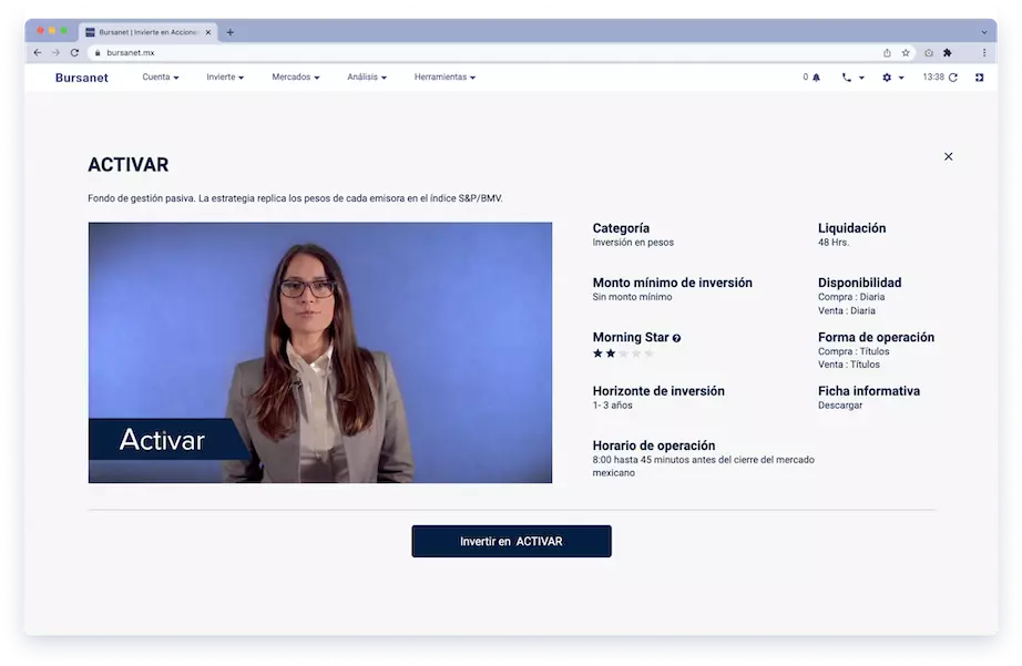 Fondos de inversión en Actinver Trade
